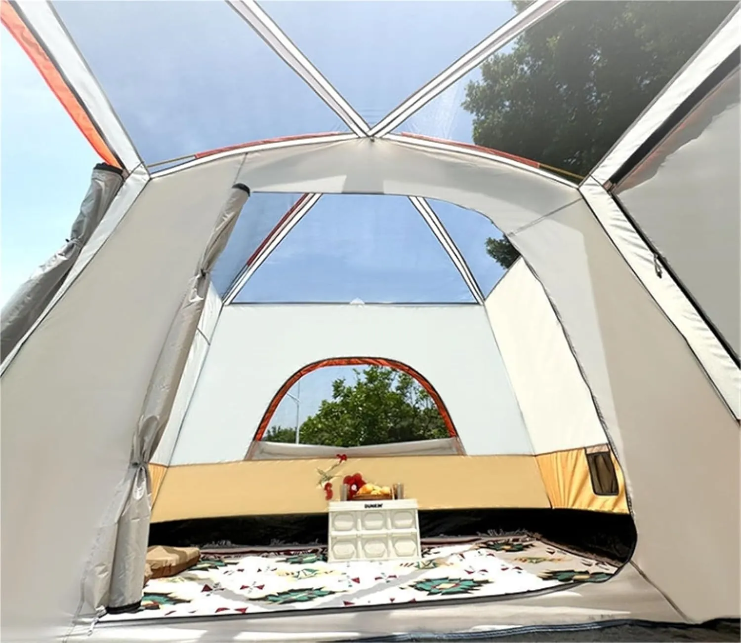 Large Tent Two Rooms and One Living Room Outdoor Folding Portable Camping Thickened Rainproof Windproof Waterproof Camping