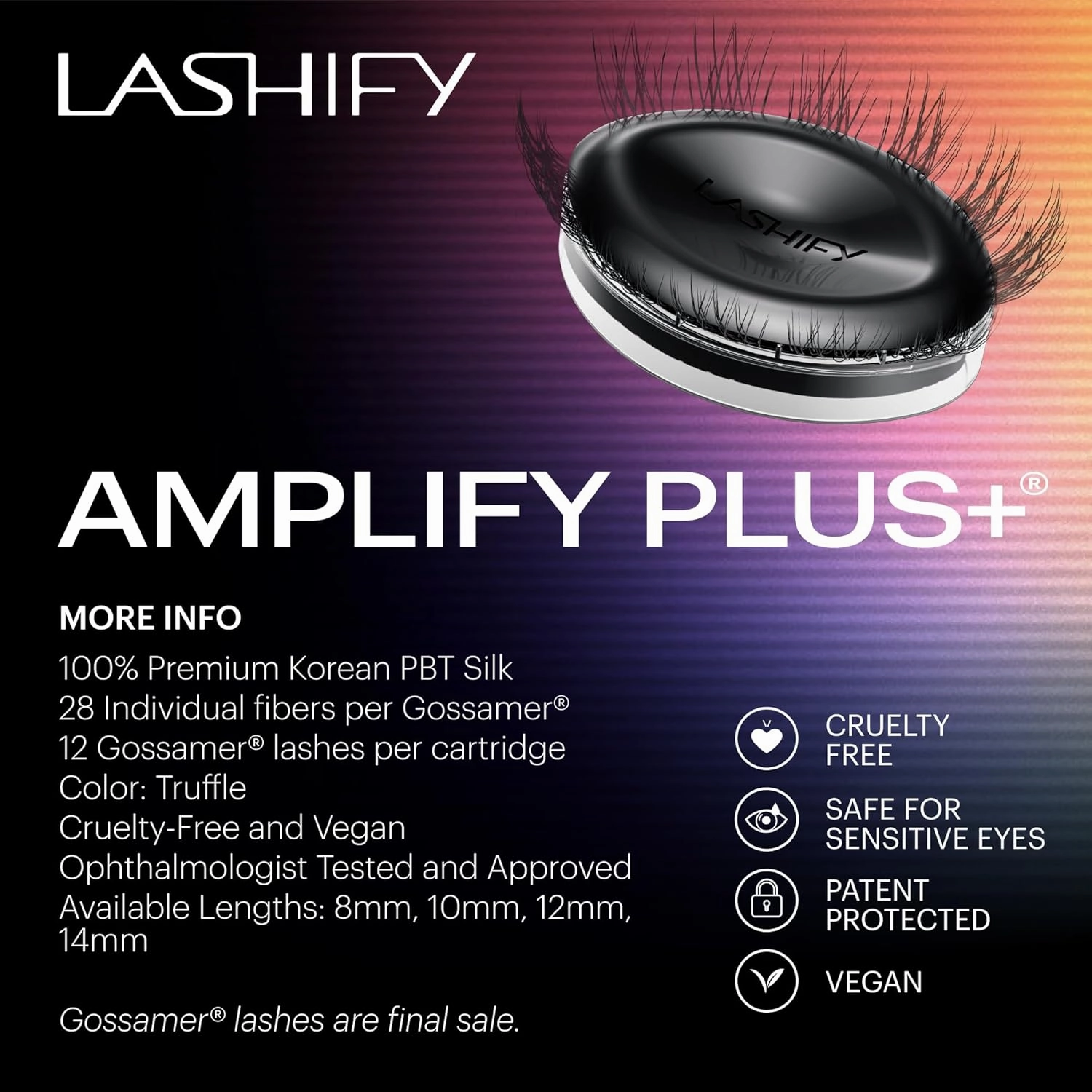Lashify Amplify Plus  12mm Eyelash Extensions Refill in Truffle Color, Easy DIY False Lashes for the Most Delicate, Natural and Long Lasting Look