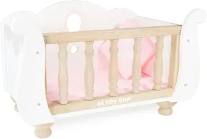 Le Toy Van - Educational Wooden Toy Role Play Beautiful Sleigh Doll Cot & Crib | Girls Pretend Play Toy Pram Playset - for Ages 3 