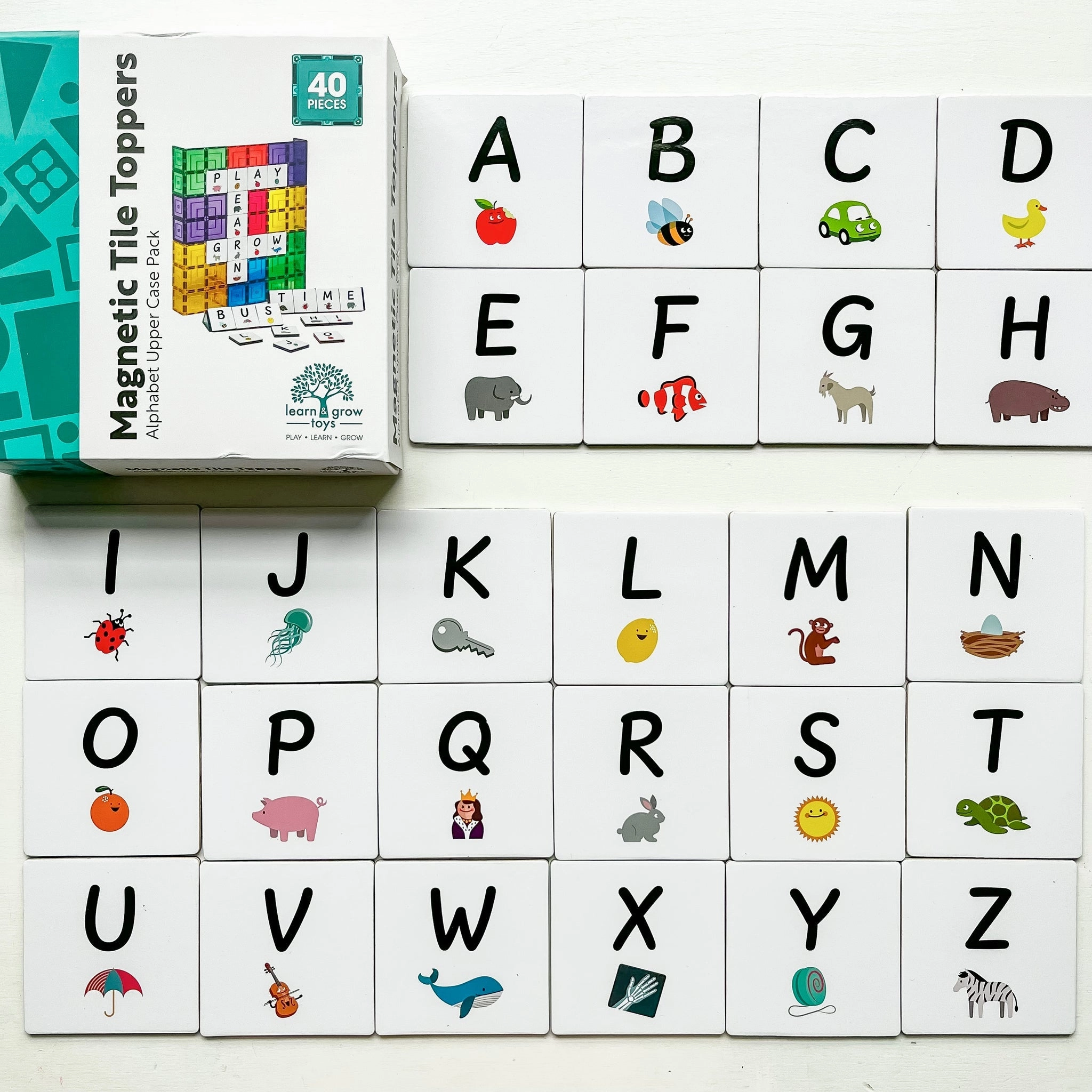 Learn & Grow - Magnetic Tile Toppers - Alphabet Upper (40 Piece)