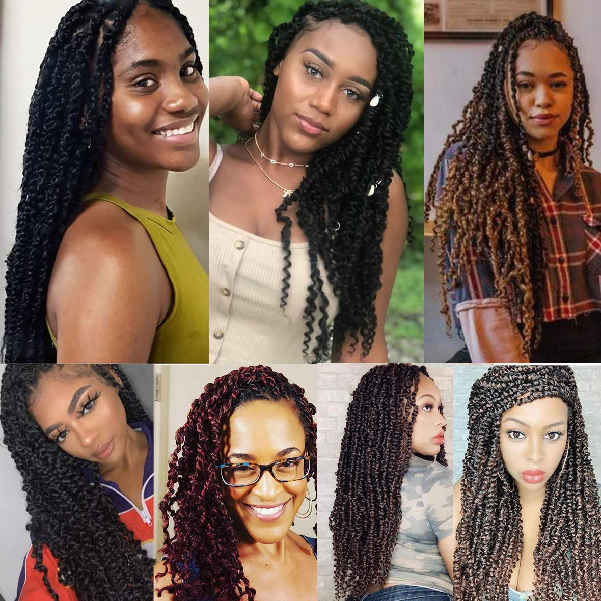 Leeven 8 Packs Pre-Twisted Passion Twists Synthetic Crochet Hair Extensions 12 Roots/pack 22 Inch Ombre Crochet Passion Twist Braiding Hair Curly Ends Twist Hair Ombre Color T27613#