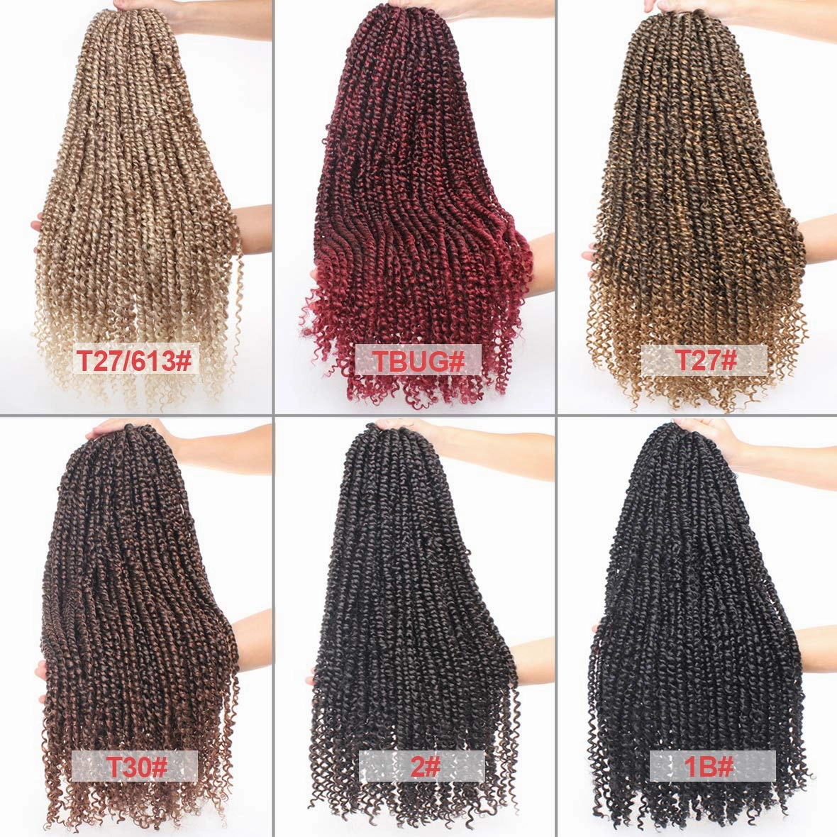 Leeven 8 Packs Pre-Twisted Passion Twists Synthetic Crochet Hair Extensions 12 Roots/pack 22 Inch Ombre Crochet Passion Twist Braiding Hair Curly Ends Twist Hair Ombre Color T27613#