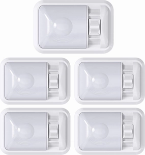 Leisure LED 5 Pack 12V RV Ceiling Dome Light RV Interior Lighting for Trailer Camper with Switch, Single Dome Frosted Lens 300LM (Frosted Lens Natural White 4000-4500K, 5-Pack)