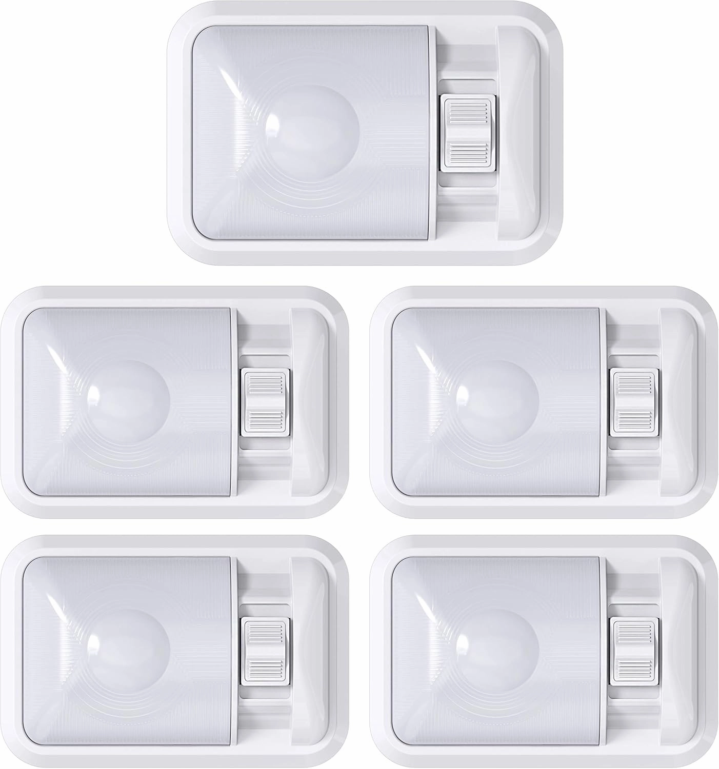 Leisure LED 5 Pack 12V RV Ceiling Dome Light RV Interior Lighting for Trailer Camper with Switch, Single Dome Frosted Lens 300LM (Frosted Lens Natural White 4000-4500K, 5-Pack)