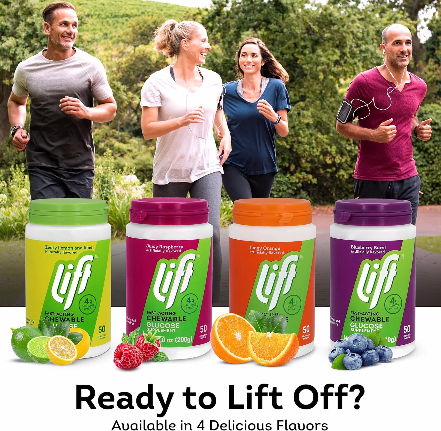Lift Glucose Fast-Acting Glucose Chewable Energy Tablets, Lemon & Lime, 50 ct Jar (Pack of 6)