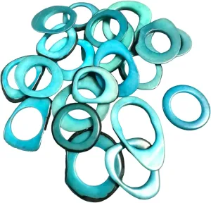 Light Blue tagua Donuts, Hoops, Rings, Discs. 20 Discs of Natural and Organic tagua. Vegetable Ivory nut. Corozo from Colombia. Size: 4 x 3 cm. Approx. Undrilled