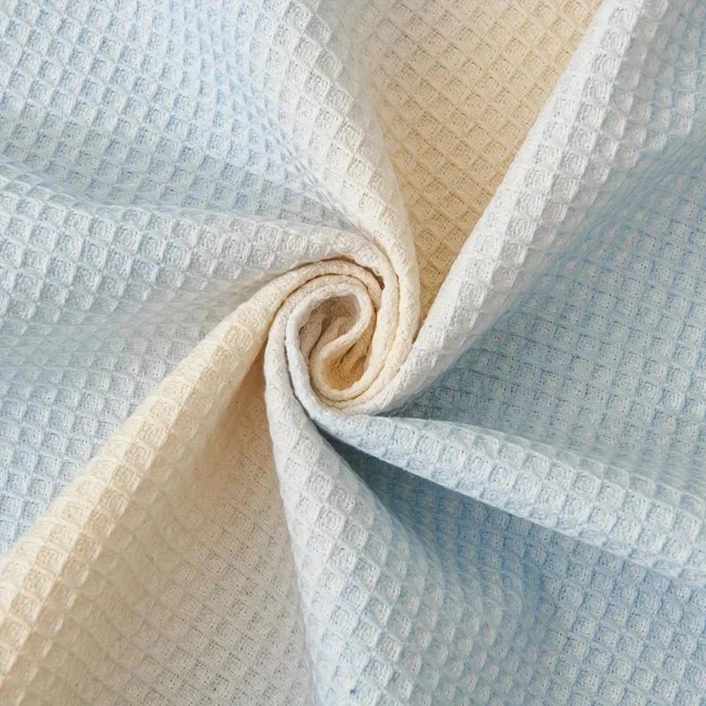 Lightweight Pastel Blue Bedspread - Textured Cotton & Fringed Blanket