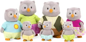 Li'l Woodzeez – The McHoot Owl Family – Set of 7 Collectible Posable Owl Figures – Pretend Play Doll Figures – Gift Toy for Kids Age 3 