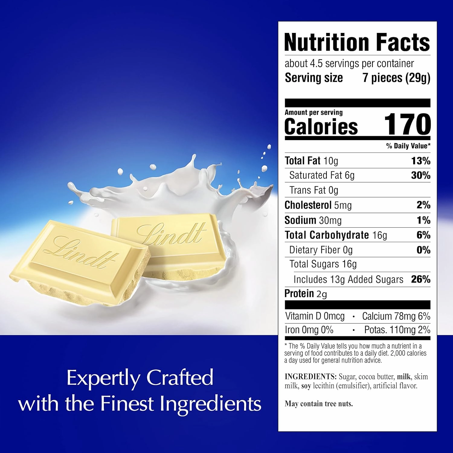 Lindt CLASSIC RECIPE White Chocolate Bar, White Chocolate Candy, 4.4 oz. (12 Pack)