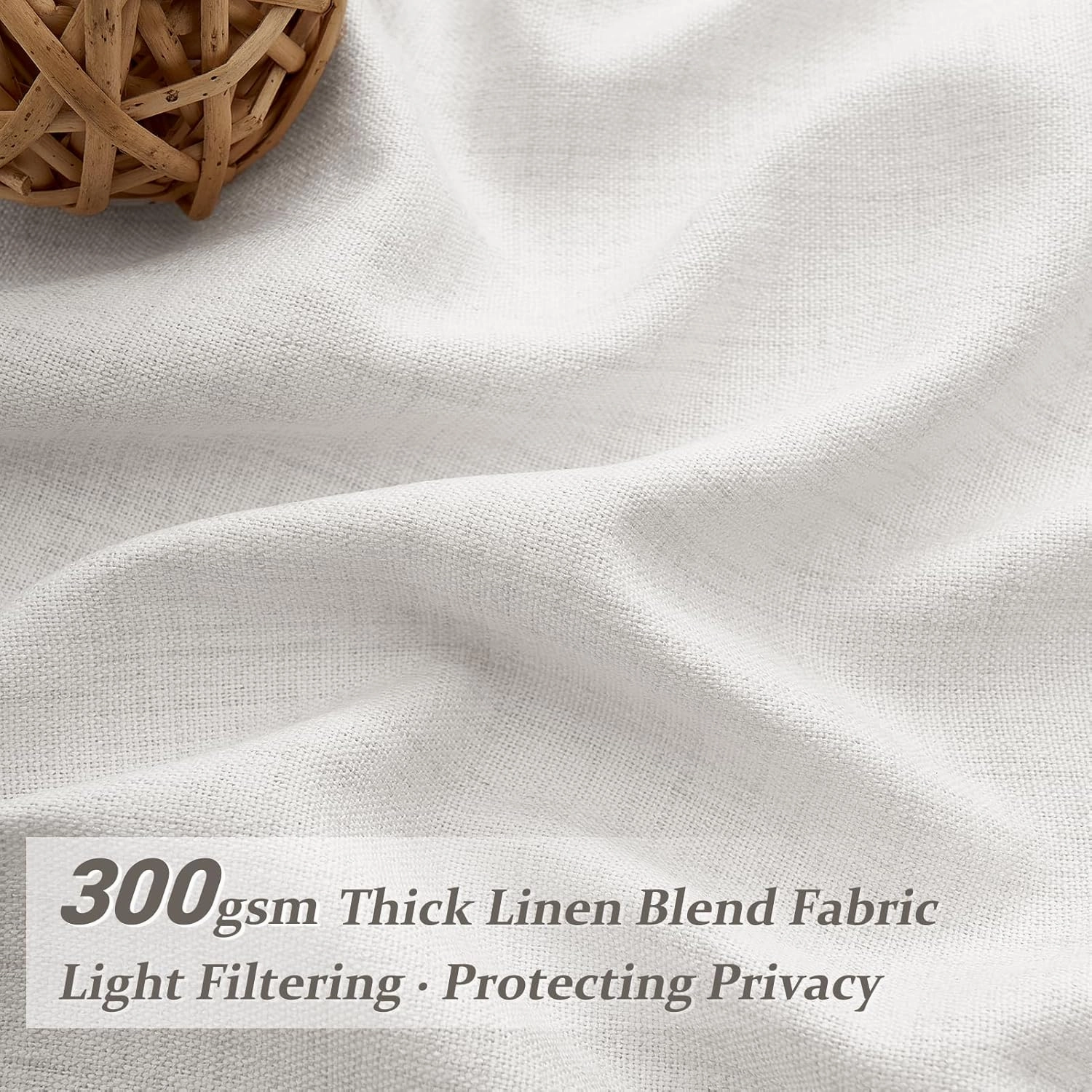 Linen Curtains 90 Inches Long 2 Panels Set, Light Filtering Luxury Curtains for Living Room/Sunroom Pinch Pleated Viral Heavy Duty Drapes Beige White Sheer Back Tab (W40 xL90)
