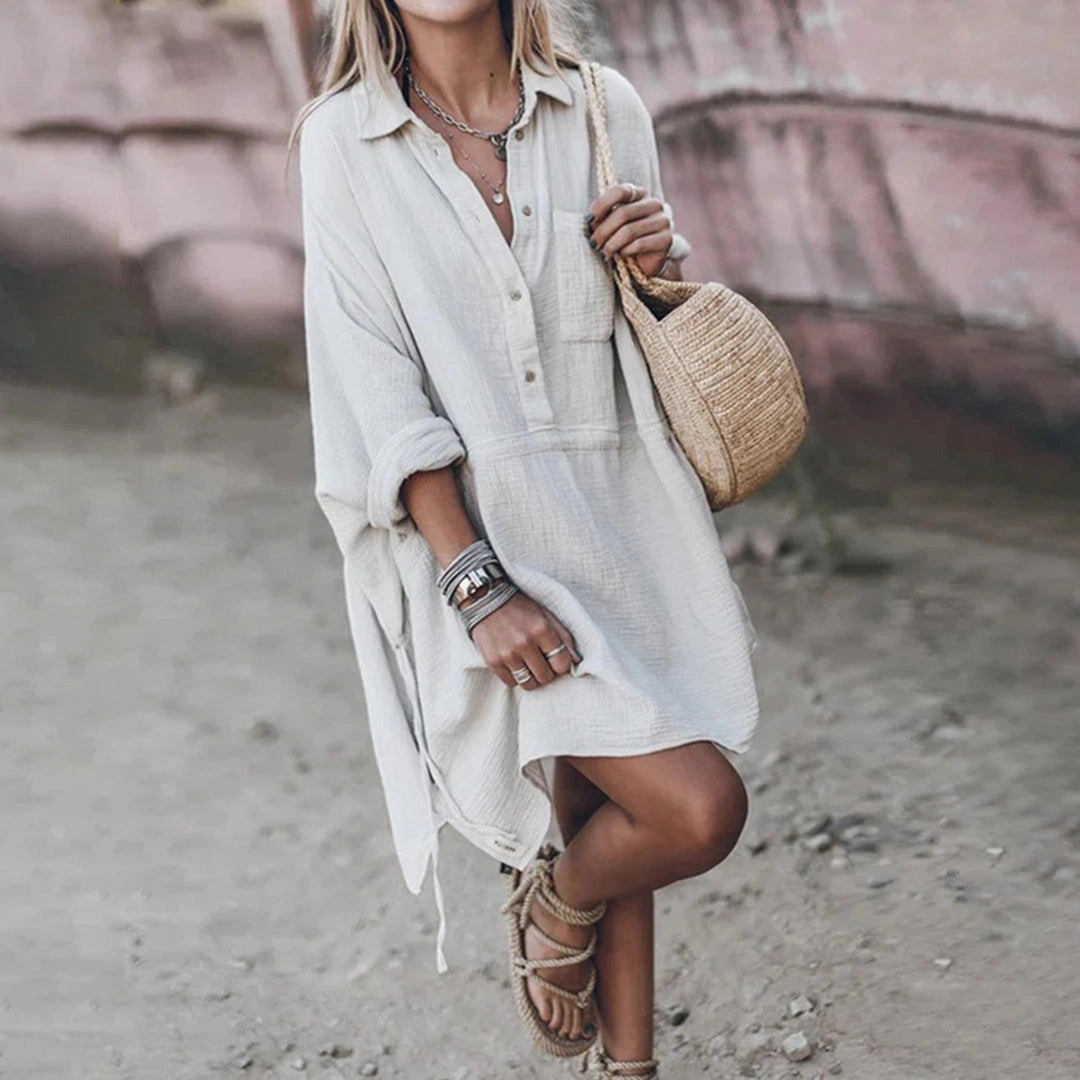 Linen Shirt Women - Casual Summer Blouse, Lightweight Beach Top