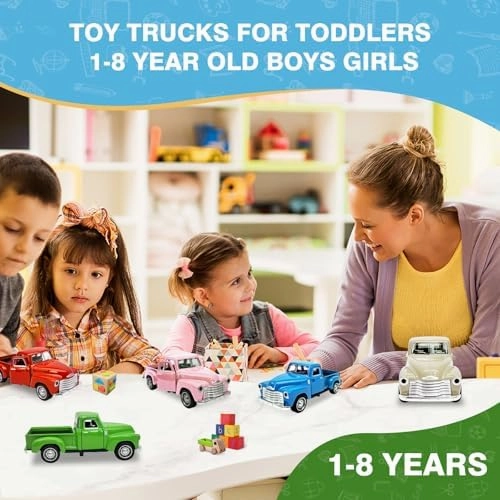 Little Blue Truck Toy for Kids Ages 2 3 4 5 6 7 8 Year Old Boys Girls,1:32 Alloy Kids Car Toy Driveable,Car Door Can Open,Toy Trucks for Toddlers Easter Christmas Birthday Gifts