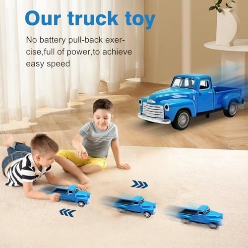 Little Blue Truck Toy for Kids Ages 2 3 4 5 6 7 8 Year Old Boys Girls,1:32 Alloy Kids Car Toy Driveable,Car Door Can Open,Toy Trucks for Toddlers Easter Christmas Birthday Gifts
