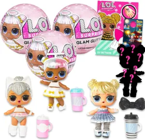 LOL Surprise! Glam Glitter Series Mystery Set - 3 Pack Glam Glitter Series 2 Mystery Bundle with Tattoos, More | LOL Surprise! Collectible Mini Toys