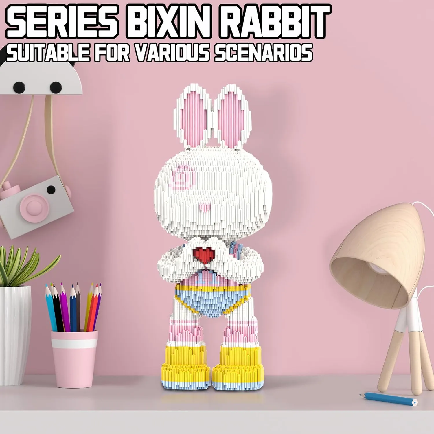 Love Rabbit Animal Micro Building Blocks Set for Adults Toys Gift Kids 6400 Pieces 55cm High Series