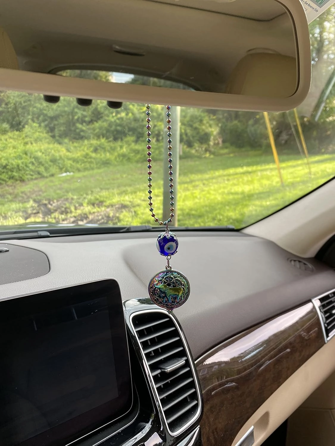 LUCKBOOSTIUM Aromatherapy Evil Eye Diffuser for Car - Hanging Pendant with Scent Pad, Essential Oil Locket, Anxiety Relief Car Charm, Small Rearview Mirror Ornament, Spiritual Air Freshener