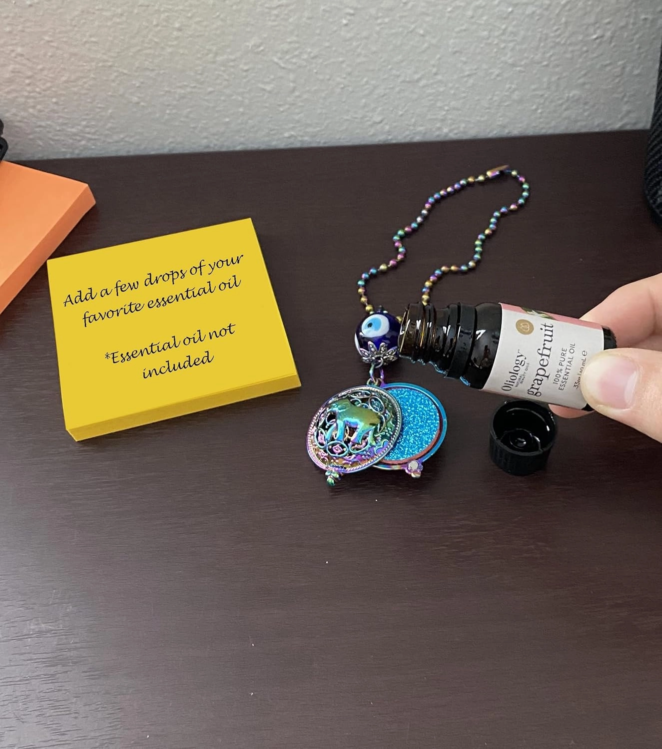 LUCKBOOSTIUM Aromatherapy Evil Eye Diffuser for Car - Hanging Pendant with Scent Pad, Essential Oil Locket, Anxiety Relief Car Charm, Small Rearview Mirror Ornament, Spiritual Air Freshener
