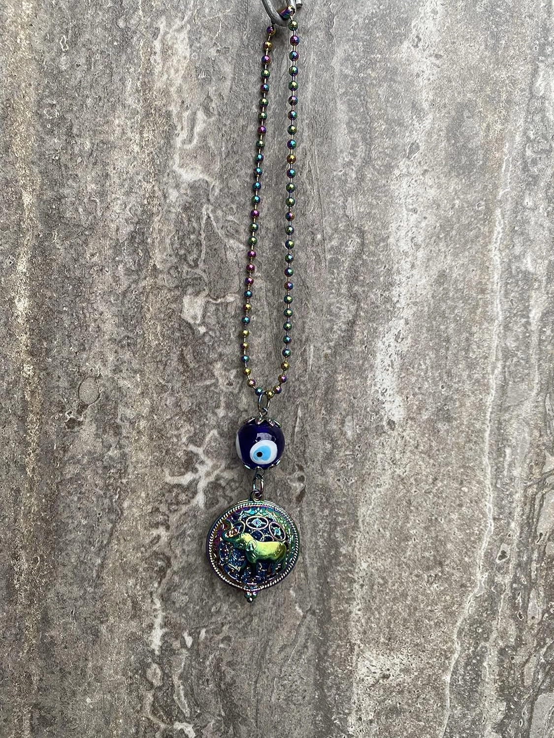 LUCKBOOSTIUM Aromatherapy Evil Eye Diffuser for Car - Hanging Pendant with Scent Pad, Essential Oil Locket, Anxiety Relief Car Charm, Small Rearview Mirror Ornament, Spiritual Air Freshener