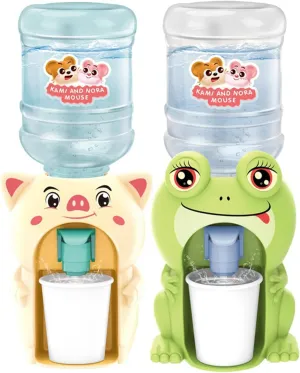 LUOZZY 2 Pcs Mini Water Dispenser Toy for Kids Simulation Animal Water Machine Toy for Kids Water Dispenser Dollhouse Toy (Cute Pig Frog)