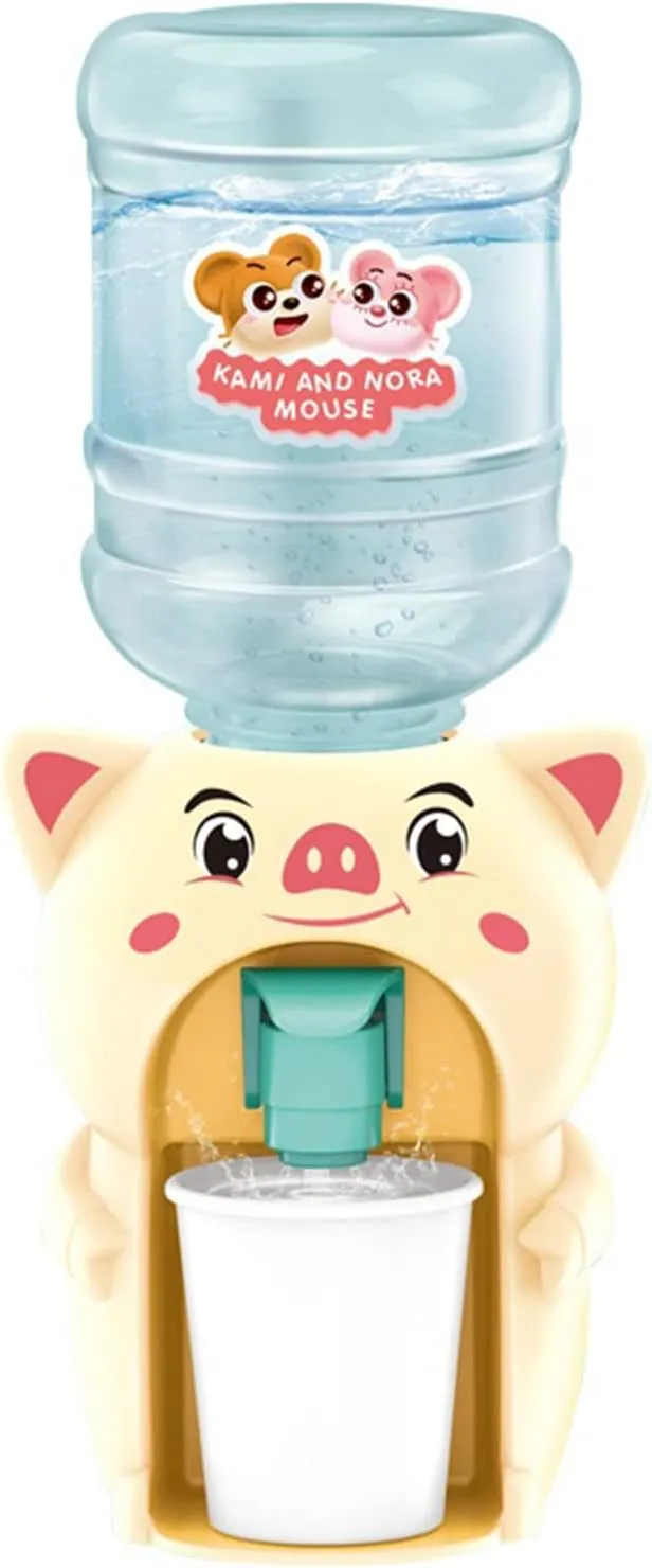 LUOZZY 2 Pcs Mini Water Dispenser Toy for Kids Simulation Animal Water Machine Toy for Kids Water Dispenser Dollhouse Toy (Cute Pig Frog)
