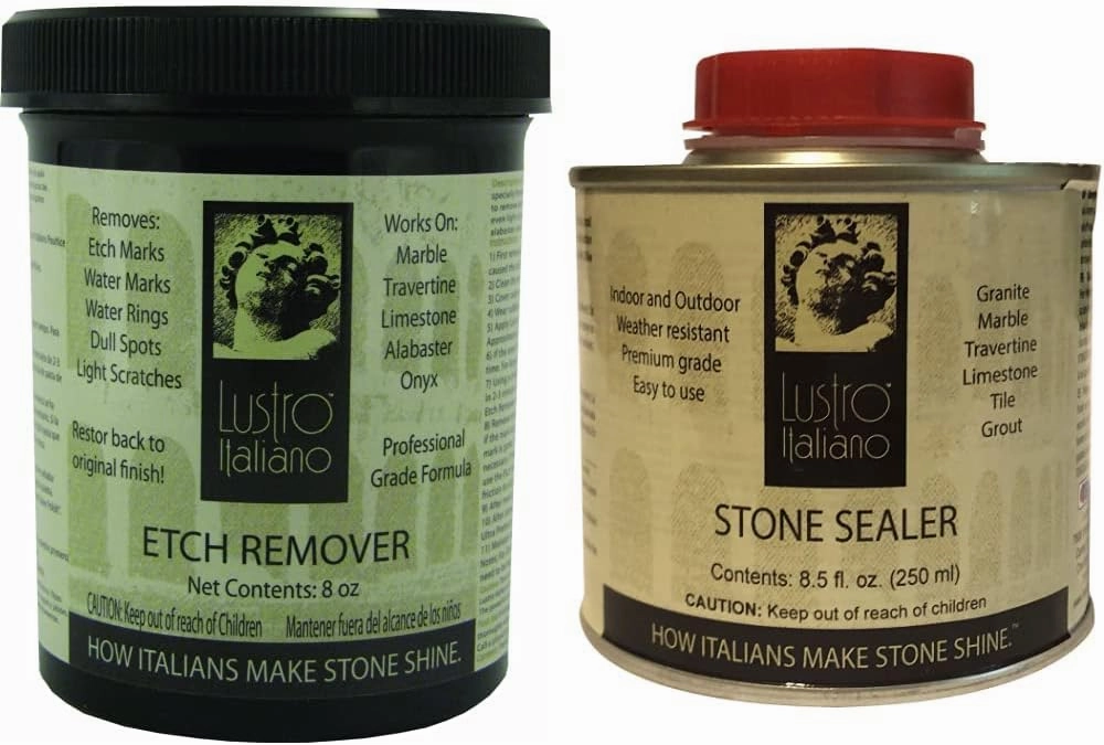 Lustro Italiano Etch Remover and Ultra Premium Stone Sealer Bundle
