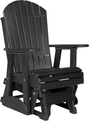 LuxCraft 2' Adirondack Glider Chair, Outdoor Patio Rocking Glider, Gliding Rocker for Outside (Black)