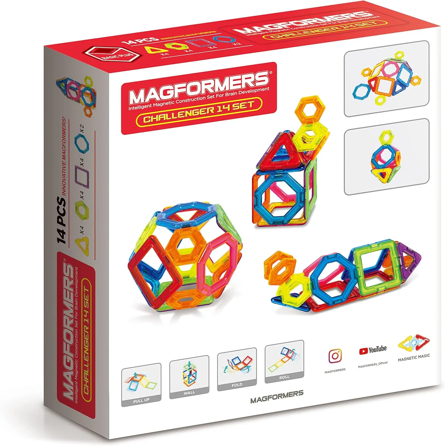 Magformers Challenger 14-Piece Set | Magnetic Tiles Building Blocks, Educational Kit, STEM Toy Set | Magnetic Building Tiles for Kids to Develop Problem-Solving Abilities and Shape Recognition