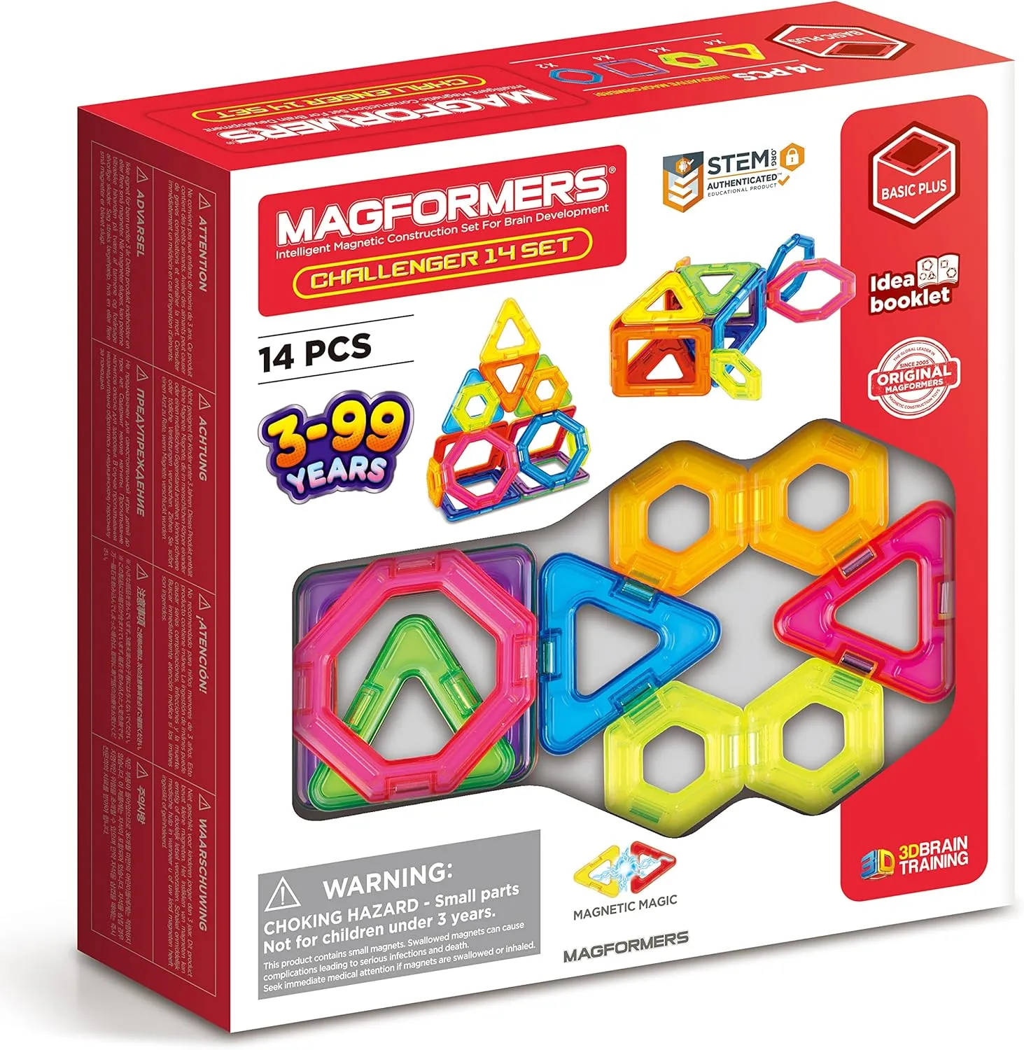 Magformers Challenger 14-Piece Set | Magnetic Tiles Building Blocks, Educational Kit, STEM Toy Set | Magnetic Building Tiles for Kids to Develop Problem-Solving Abilities and Shape Recognition