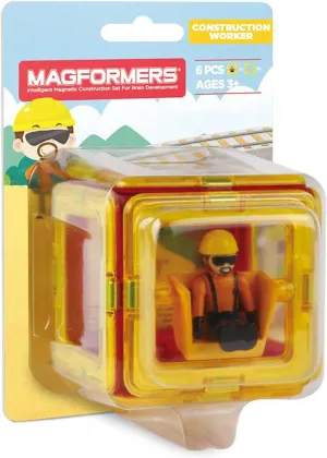 MAGFORMERS Construction Character 6 Pieces Add on, Rainbow Colors, Educational Magnetic Geometric Shapes Tiles Building STEM Toy Set Ages 3 