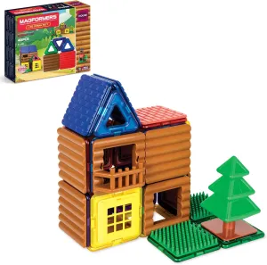 MAGFORMERS Log Cabin 48 Pieces Rainbow Colors, Educational Magnetic Geometric Shapes Tiles Building STEM Toy Set Ages 3 