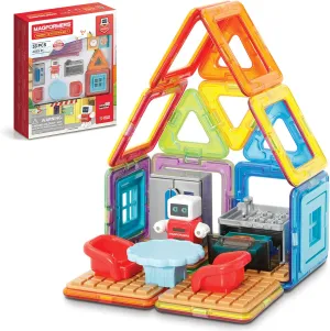 MAGFORMERS Minibot Kitchen Set, Rainbow Colors, Educational Magnetic Geometric Shapes Tiles Building STEM Toy Set Ages 3 
