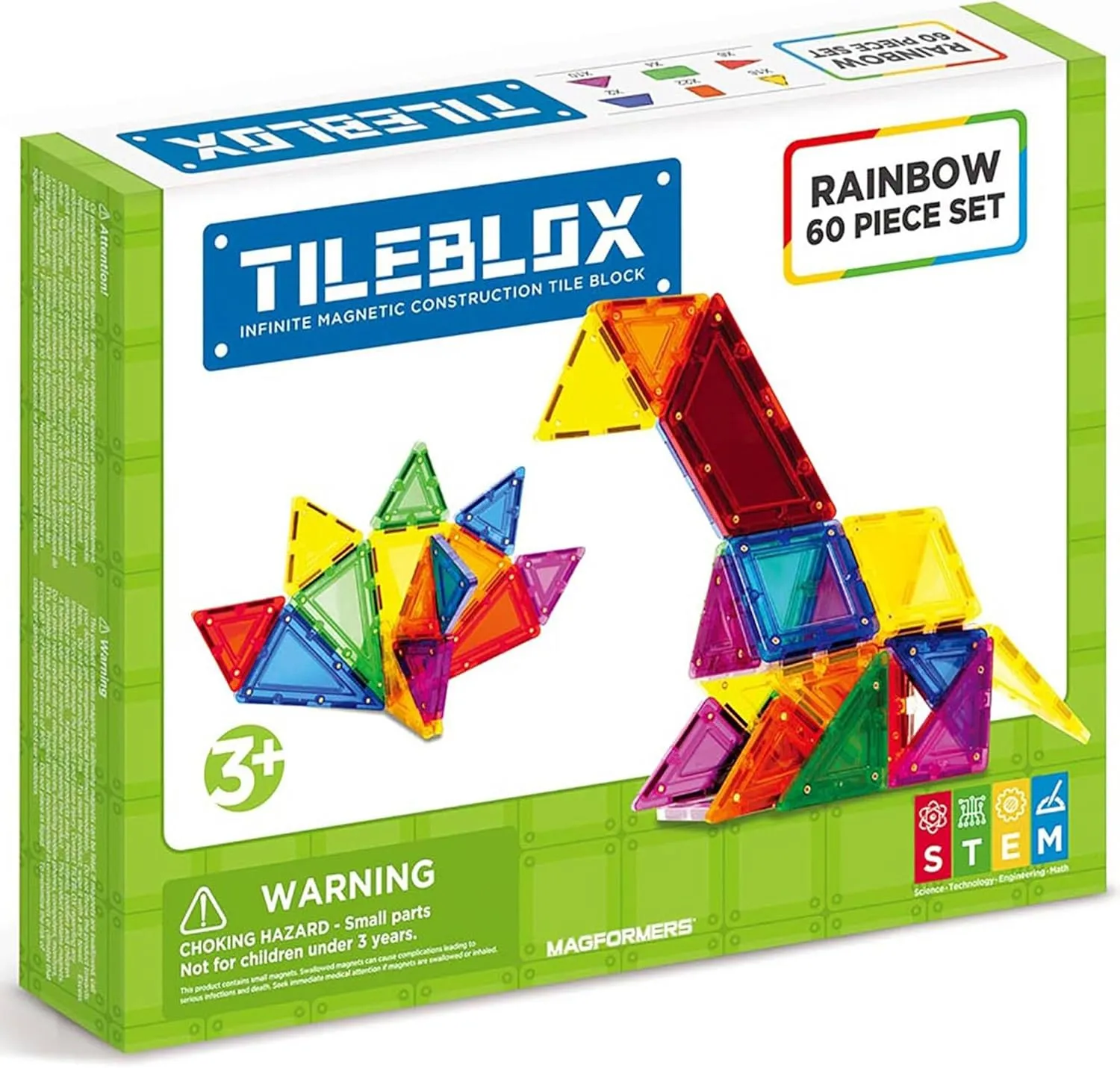 Magformers Tileblox 60-Piece Set - Magnetic Tiles Building Blocks, Educational Kit, STEM Toy Set - Magnetic Building Tiles for Kids to Develop Problem-Solving Abilities and Shape Recognition