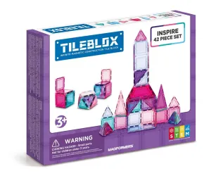 Magformers Tileblox Inspire 42-Piece Set - Magnetic Tiles Building Blocks, Educational Kit, STEM Toy Set - Magnetic Building Tiles for Kids to Develop Problem-Solving Abilities and Shape Recognition