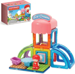 Magformers - Town Ice Cream Shop Set, Multicolor, Magnetic Building Tiles, Blocks - Educational Magnetic Building STEM Toy