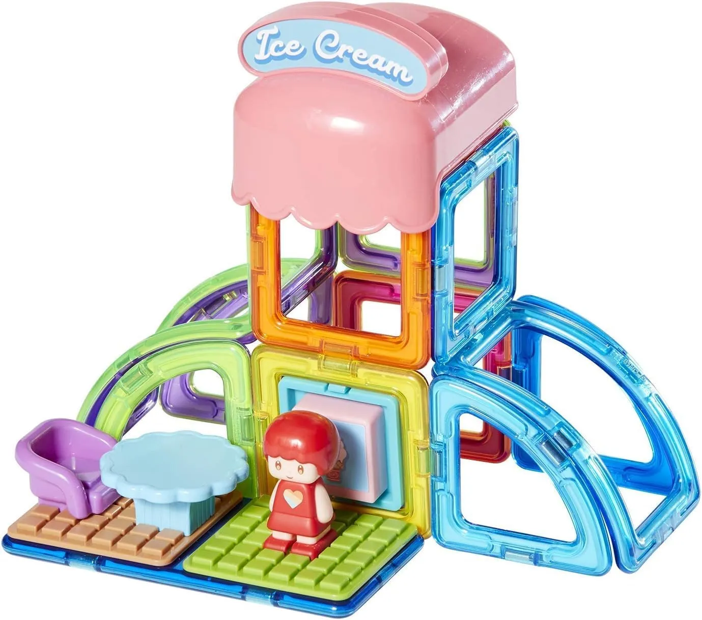Magformers - Town Ice Cream Shop Set, Multicolor, Magnetic Building Tiles, Blocks - Educational Magnetic Building STEM Toy