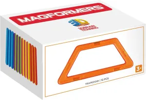 Magformers Trapezoid 12PC Set - Magnetic Tiles Building Blocks, Educational Kit, STEM Toy Set - Magnetic Building Tiles for Kids to Develop Problem-Solving Abilities and Shape Recognition