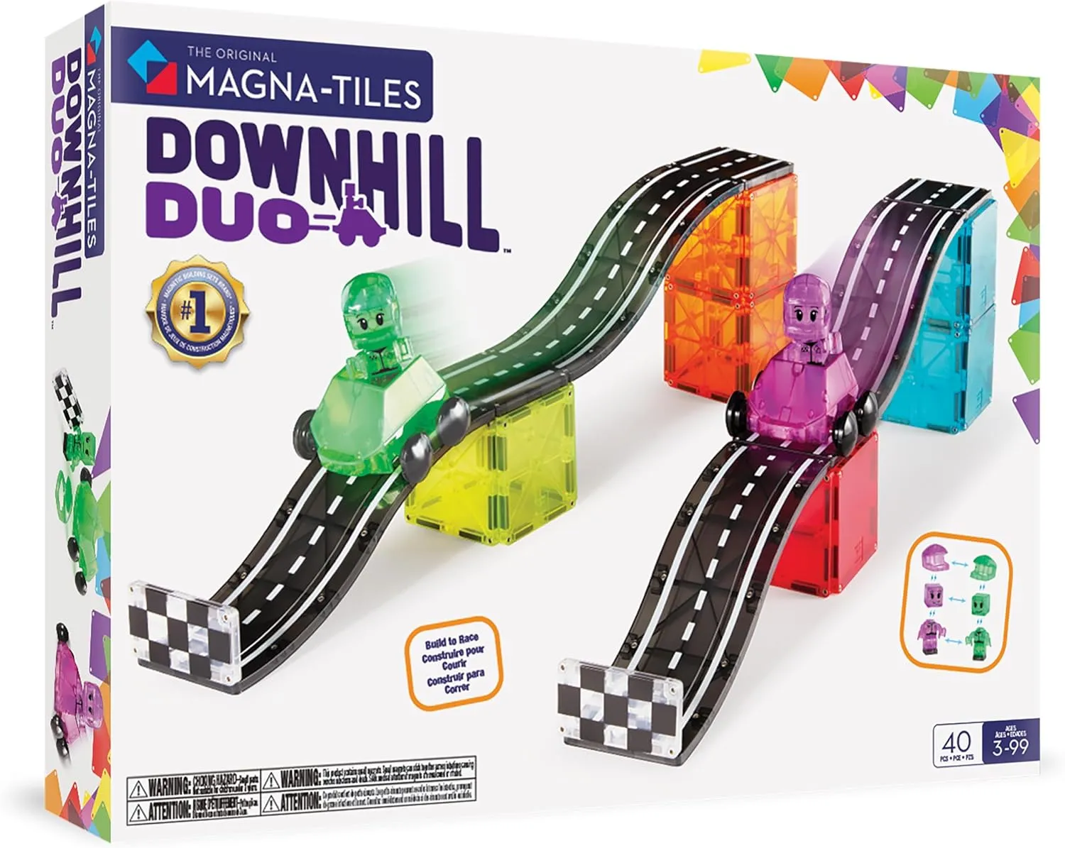 MAGNA-TILES Downhill Duo 40-Piece Magnetic Construction Set, The Original Magnetic Building Brand