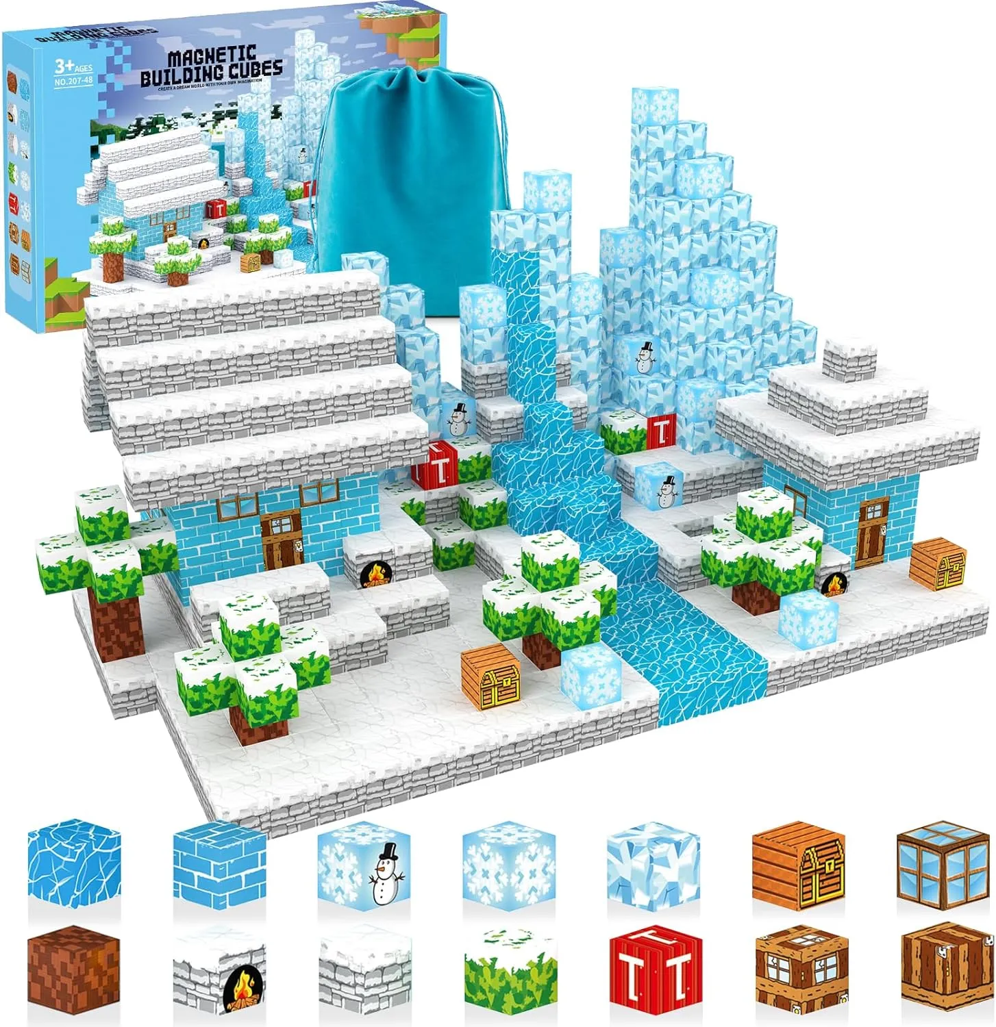 Magnetic Building Blocks for Kids, Toys for Boys & Girls Ages 3-5 6-8 8-12. STEM Learning, Montessori, Fidget, Sensory Cubes, Magnet Tiles Block Gifts for Toddler 3  Year Old