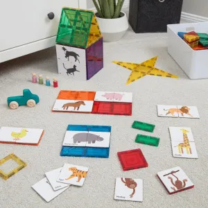 Magnetic Tile Toppers | Duo Animal Puzzle Pack (40pc)