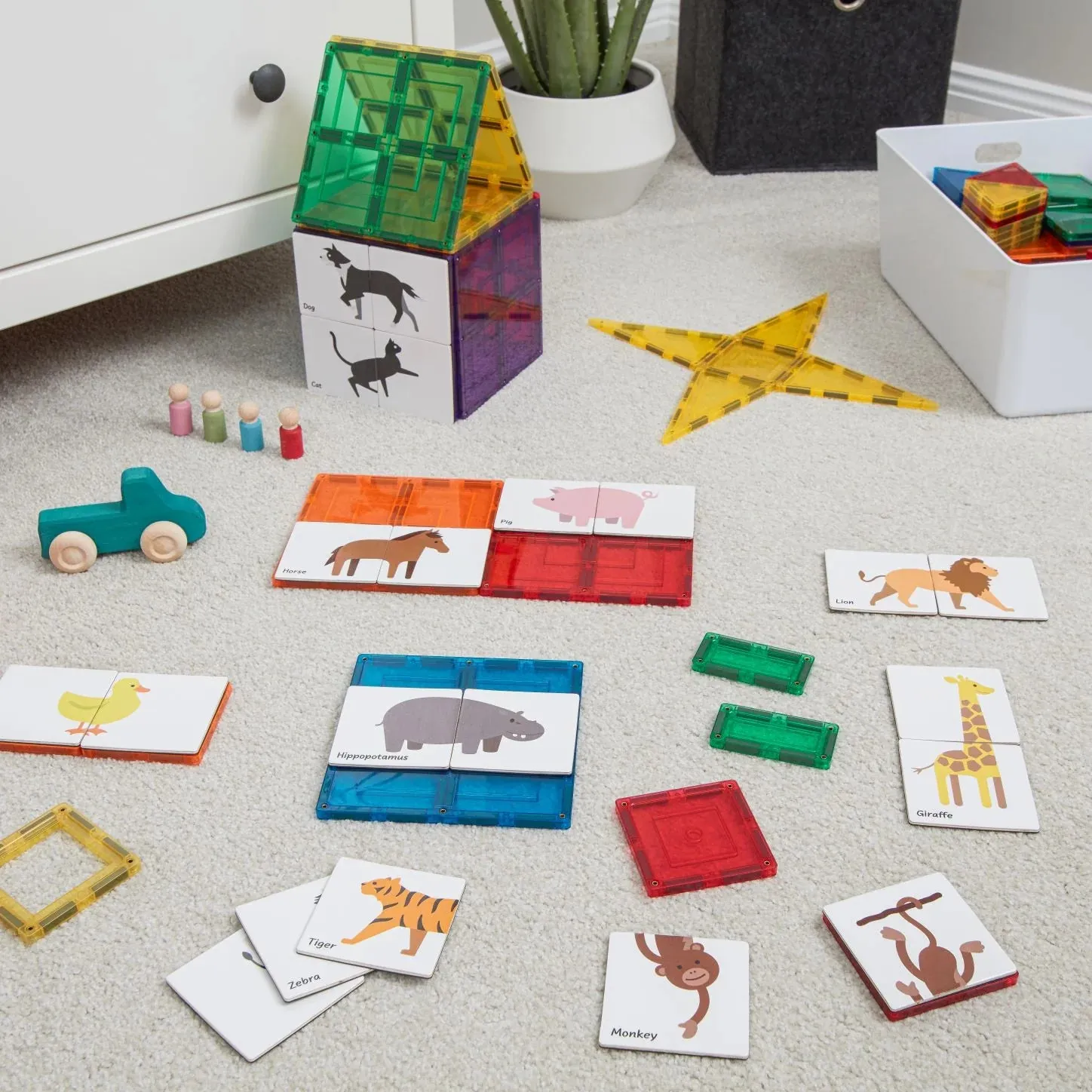 Magnetic Tile Toppers | Duo Animal Puzzle Pack (40pc)