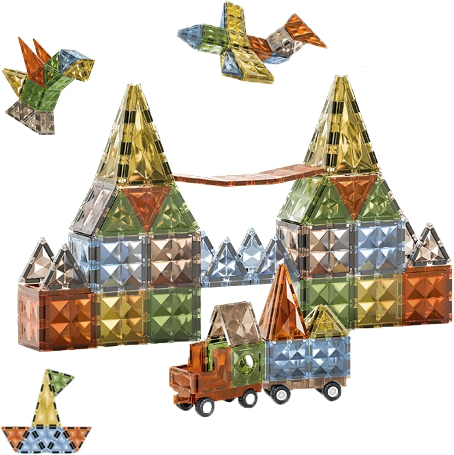 Magnetic Tiles 100 Pcs Set for Kids 3D Magnet Building Blocks Educational STEM Toys for Kids Preschool (100 PCS)