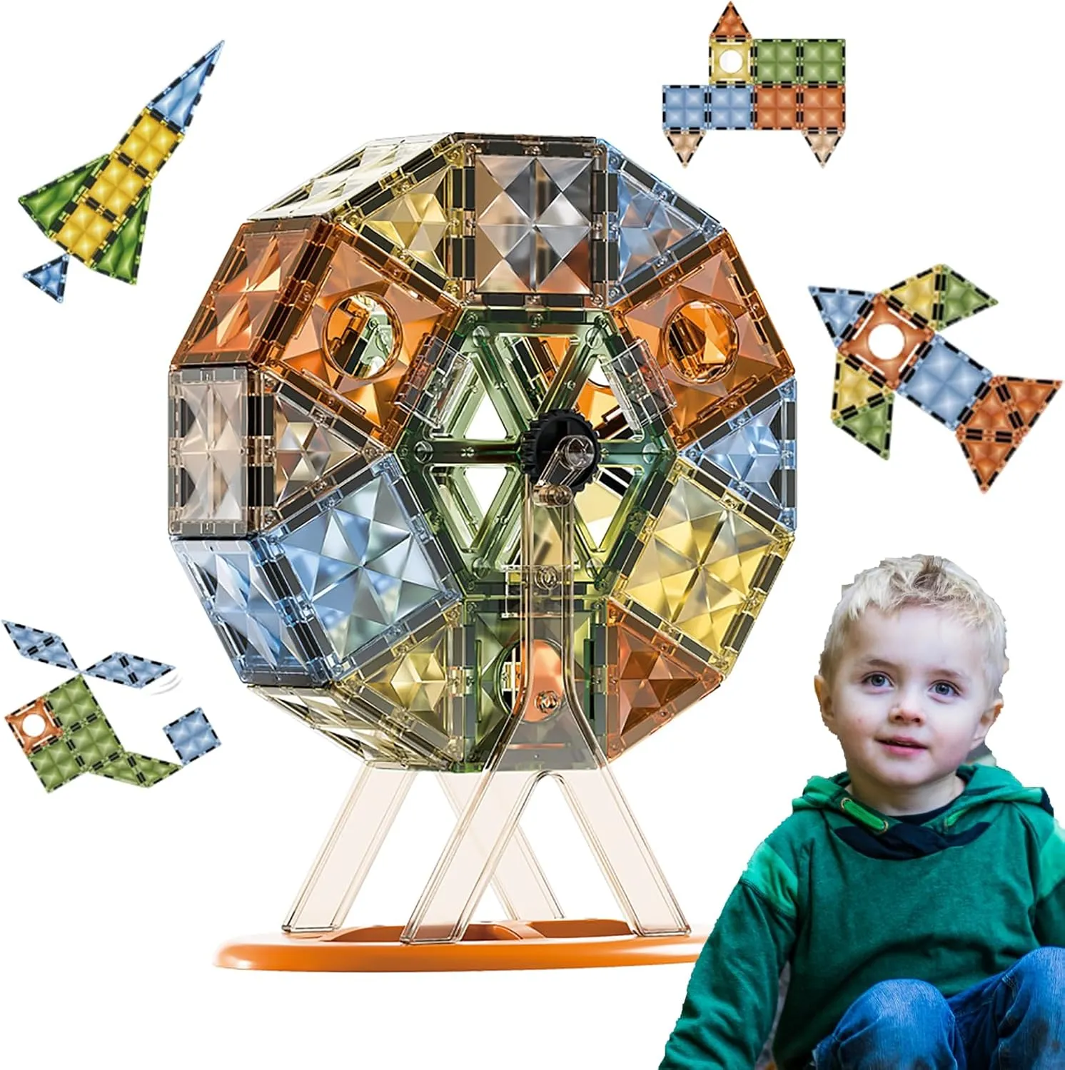 Magnetic Tiles 55 Pcs Set for Kids 3D Magnet Building Blocks Educational STEM Toys for Kids Preschool (55 PCS)