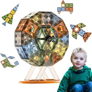 Magnetic Tiles 55 Pcs Set for Kids 3D Magnet Building Blocks Educational STEM Toys for Kids Preschool (55 PCS)