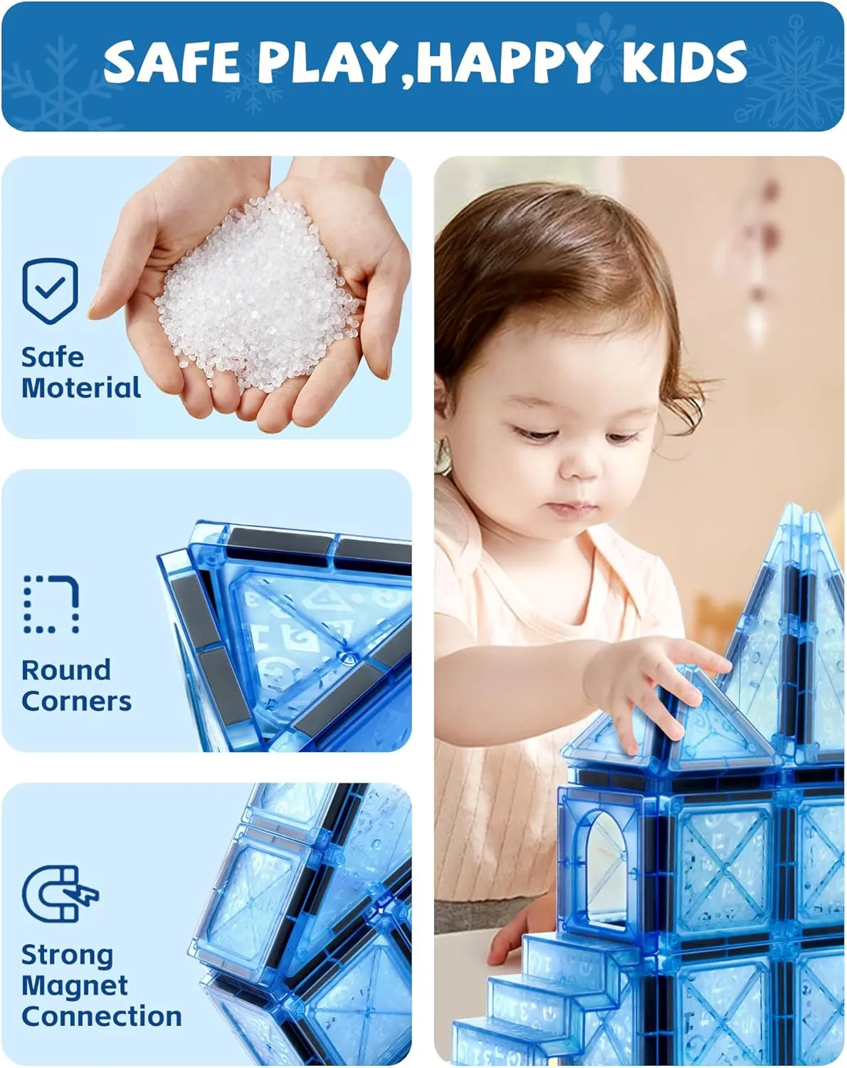Magnetic Tiles Blocks Toys 54PCS: Magnet Blocks Building Toys, STEM Sensory Mini Magnetic Tiles for Toddler Age 3 4 5 8 Boys Girls, Maritime Animal World Creative Games Kids Toys