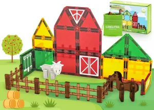 Magnetic Tiles Farm Animal Construction Set, Magnetic Building Blocks STEM Educational Toys for Kids Ages 3-8, 3D Magnet Tiles Toddler Toys Birthday Gifts for Boys Girls