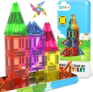 Magnetic Tiles for Kids Ages 4-8 Toddler Toys Magnetic Blocks Building Toy STEM Outdoor Kids Toys Gift for Boys & Girls 3  Year Old, Pocket-Sized Mini Tiles for Classroom Must Haves