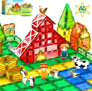 Magnetic Tiles Toys with Farm Animals for 3  Year Old Toddler, Magnetic Blocks Building Toys for Kids Ages 3-5 5-7 Girls Boys, Classroom Must Haves