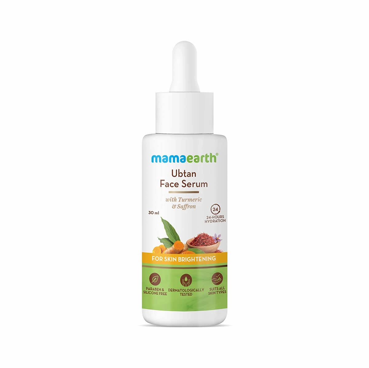Mamaearth Ubtan Face Serum for Radiant Skin | Helps Give Natural Glow & Retain Moisture Balance | Turmeric & Saffron Infused Sun Damage Repair Solution | 1.01 Fl Oz/30ml