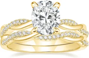 Mameloly 3ct Engagement Rings for Women Oval Cut Bridal Ring Sets Cubic Zirconia Wedding Band Twisting Infinity Pave Set Size 4-12