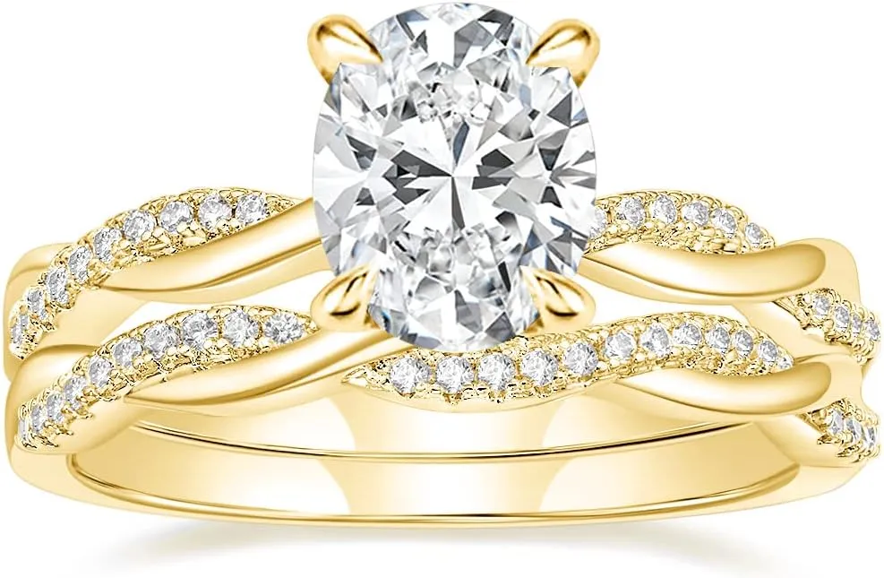 Mameloly 3ct Engagement Rings for Women Oval Cut Bridal Ring Sets Cubic Zirconia Wedding Band Twisting Infinity Pave Set Size 4-12